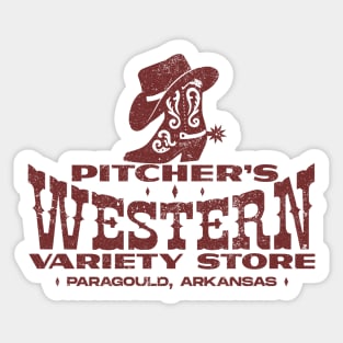 Pitcher's Western Variety Store Sticker